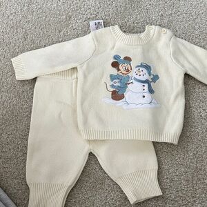 Disney Cream Kids Matching Set with Mickey and Snowman